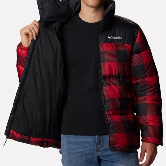 NWT Men’s Columbia Puffect II Puffer Jacket XL Tall Buffalo Plaid Blk Red Puffer - Picture 3 of 7